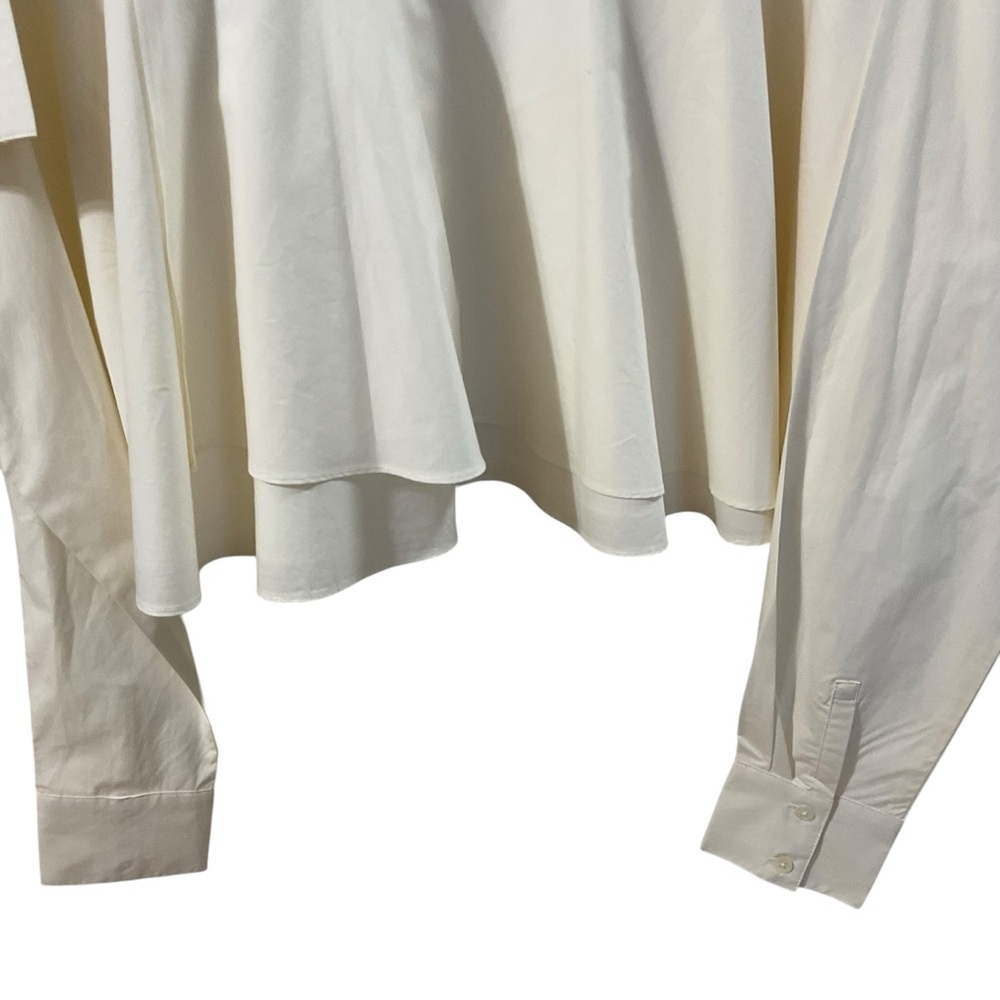 Derek Lam 10 Crosby White Tie-Front Shirt Dress | Peplum Hem ,Chic Minimalist LG - Picture 11 of 16